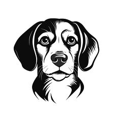 Black Outline Illustration of a Beagle Dog Face