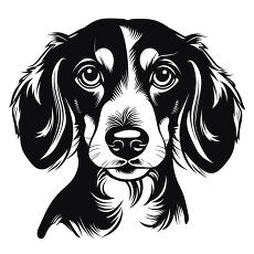 Black Outline Illustration of a Dachshund Dog Face