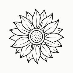 Black Outline Printable Sunflower Design for Art Projects