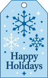 Blue Snowflakes Happy Holidays Gift Tag