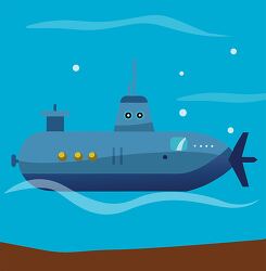 blue submarine underwater scene