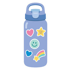 Blue Water Bottle With Stickers