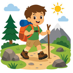 Boy Hiking Mountain Trail