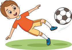 Boy Kicking Soccer Ball Midair