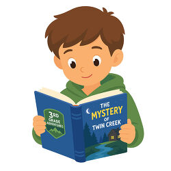 Boy Reading 3rd Grade Mystery Book