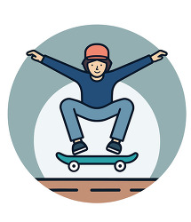 Boy Skateboarding Trick Jump