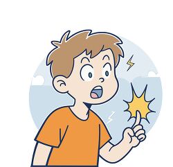 boy static electricity finger shock clipart