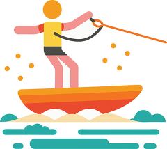 Bright Minimalist Water Skiing Clip Art