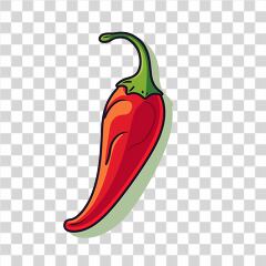 Bright Red Chili Pepper Illustration With Shadow Effect