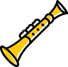 Bright Yellow Clarinet Clip Art Design for Music