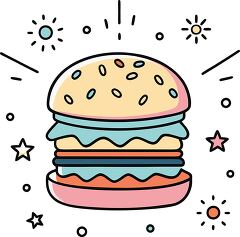 burger colorful playful icon clip art