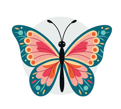 Butterfly Orange Blue Detailed Pattern Wings Nature Illustration