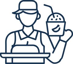 cafeteria worker serving lunch line icon