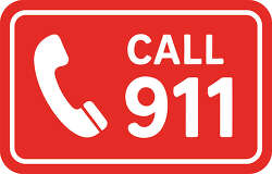 call 911 emergency sign