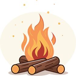 campfire with burning logs illustration