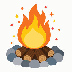 Campfire With Logs And Stones