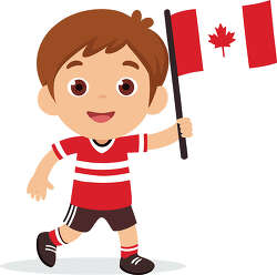 Canadian Boy Running With Canada Flag