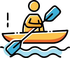 canoeing bold lines flat design