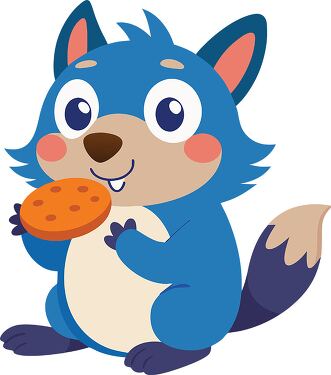 Cartoon Animal Enjoys a Tasty Cookie in Cheerful Setting