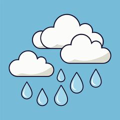 Cartoon Clouds with Raindrops Illustration