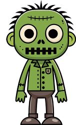 cartoon green zombie monster with stitched face