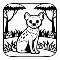 Cartoon Hyena in Nature for Coloring