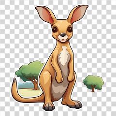 Cartoon Kangaroo Standing in a Sunny Cartoon Zoo