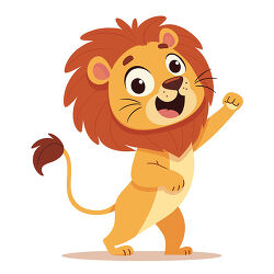 cartoon lion raising one paw