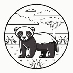 Cartoon Panda in Nature for Coloring