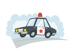 Cartoon police car on the road