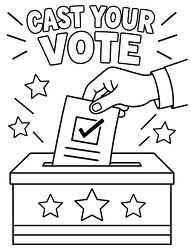 Cast Your Vote Ballot Box Coloring Page