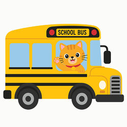 Cat Riding Yellow School Bus