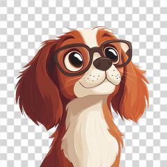 Charming Cartoon Dog Wearing Glasses in Vibrant Illustration