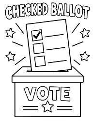 Checked Ballot Vote Box Coloring Page