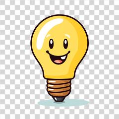 Cheerful Cartoon Lightbulb With a Smiling Face