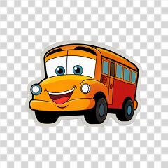 Cheerful Cartoon School Bus Design With Friendly Expression