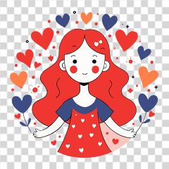 Cheerful Girl With Hearts Celebrating Joy and Happiness