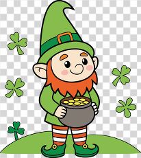 Cheerful Gnome With Pot of Gold for St Patricks Day