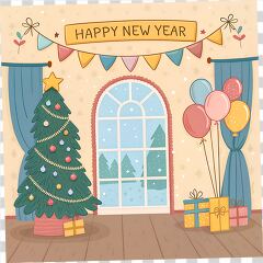 Cheerful Party Decorations for New Year Celebration