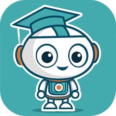 Cheerful Robot Character With Graduation Cap in Clip Art