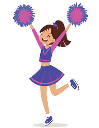 Cheerleader Girl Jumping With Pom Poms