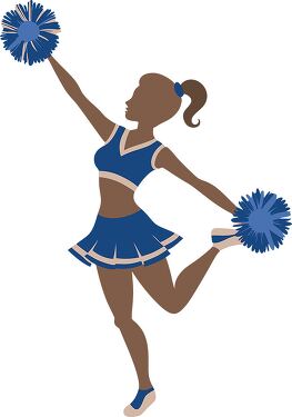 Cheerleader Performing a Dynamic Stunt in Blue Outfit