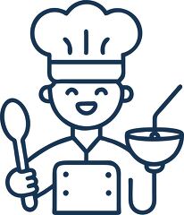 chef with hat and spoon icon