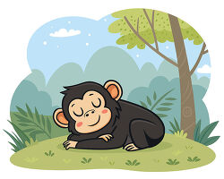 Chimpanzee sleeping in forest