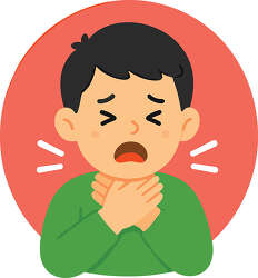 choking boy holding throa