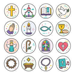 Christian symbol round icon set