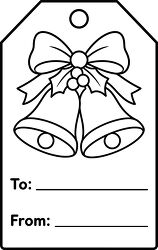 Christmas Bells With Bow Coloring Gift Tag