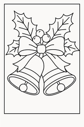 Christmas bells with holly coloring page
