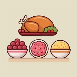 Christmas dinner roast turkey and side dishes