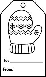 Christmas Mitten With Snowflake Pattern Coloring Gift Tag